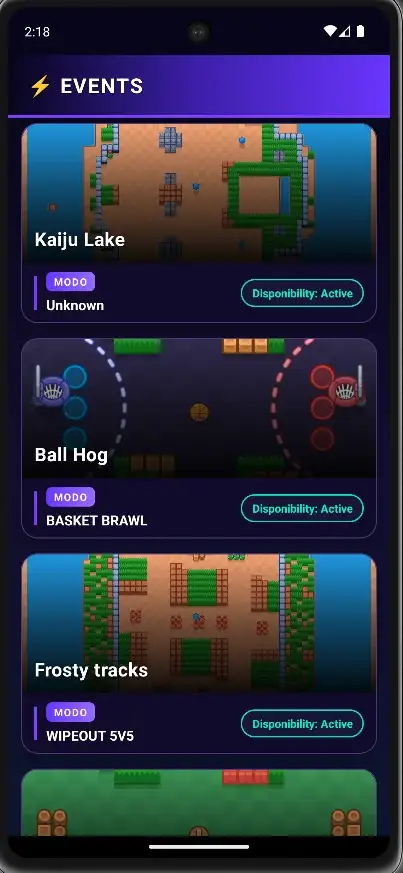 Active events screen with real-time maps